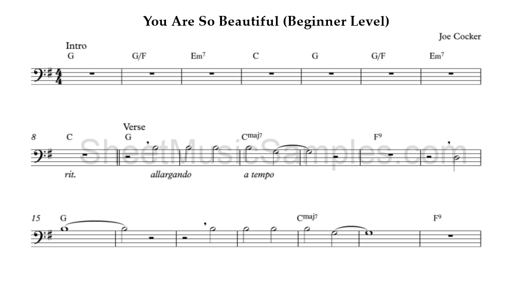 You Are So Beautiful (Beginner Level)