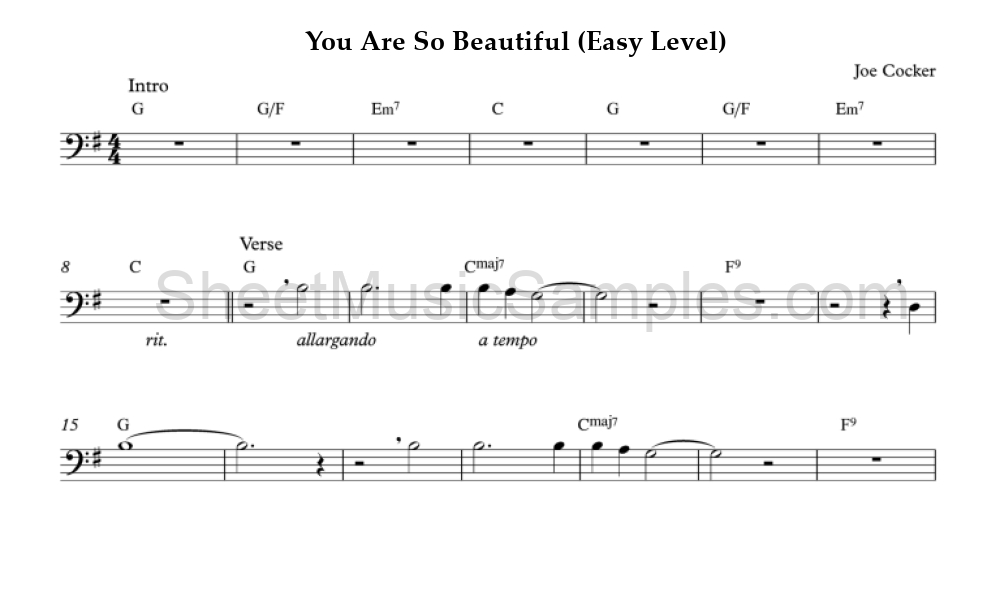 You Are So Beautiful (Easy Level)