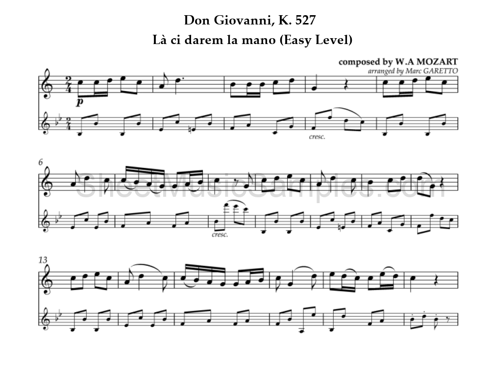 Don Giovanni, K. 527 - Là ci darem la mano (Easy Level)