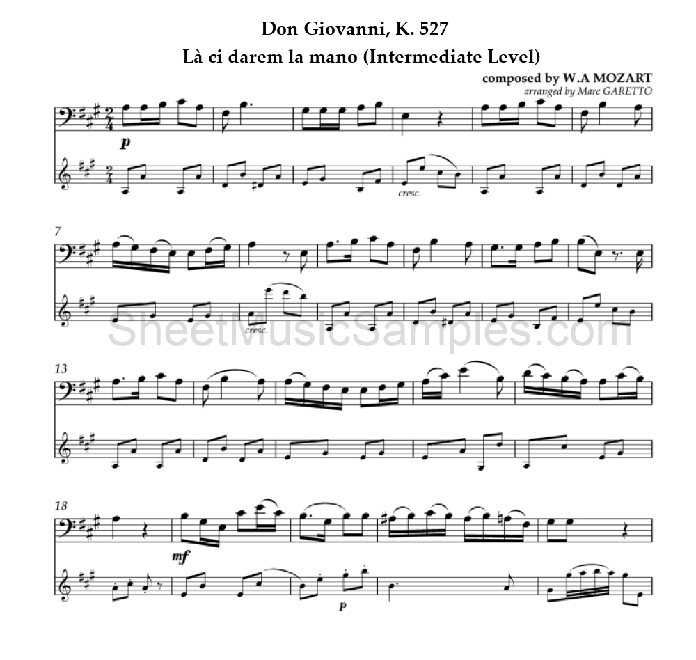 Don Giovanni, K. 527 - Là ci darem la mano (Intermediate Level)