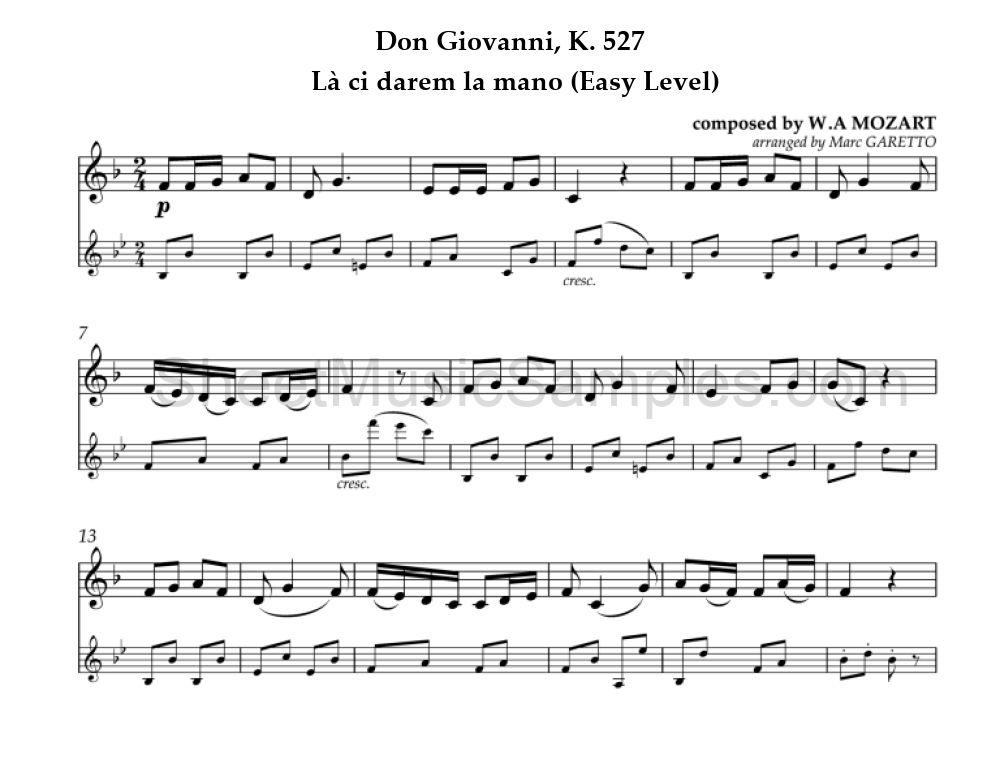 Don Giovanni, K. 527 - Là ci darem la mano (Easy Level)