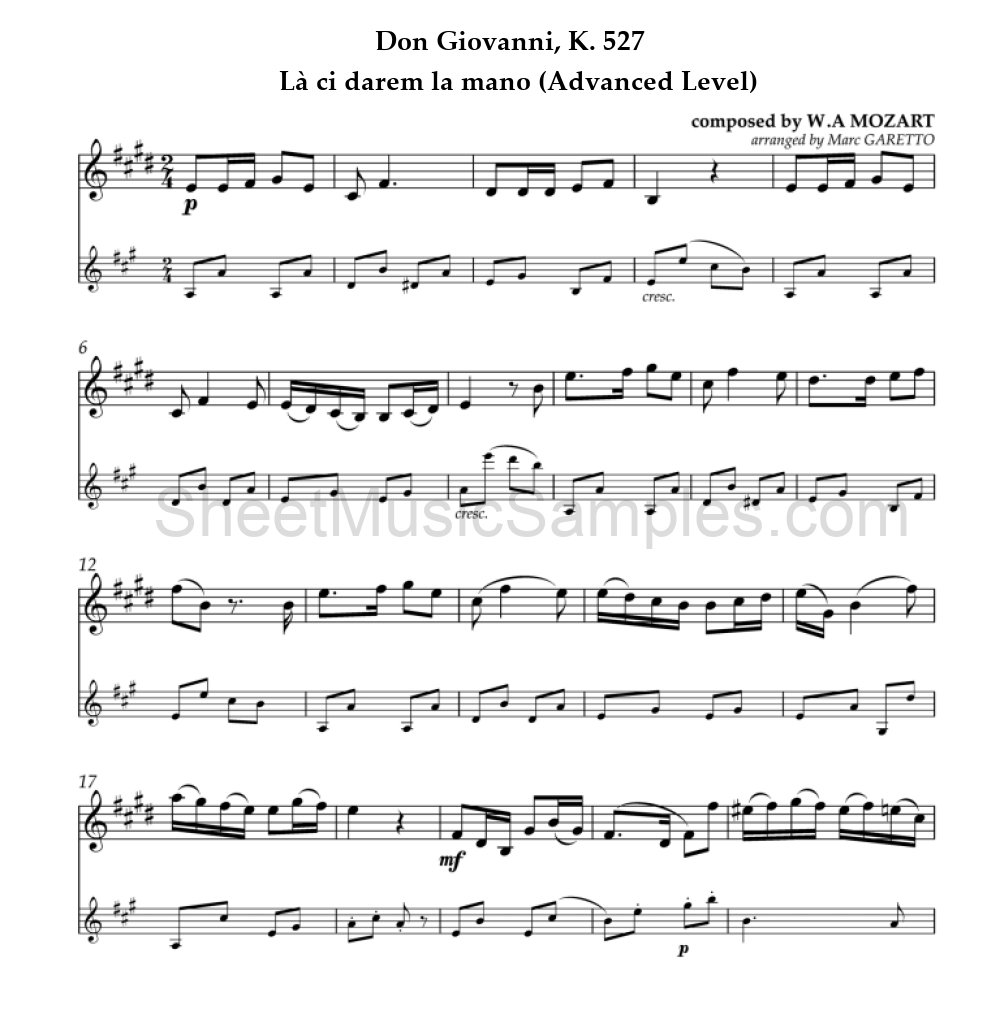 Don Giovanni, K. 527 - Là ci darem la mano (Advanced Level)