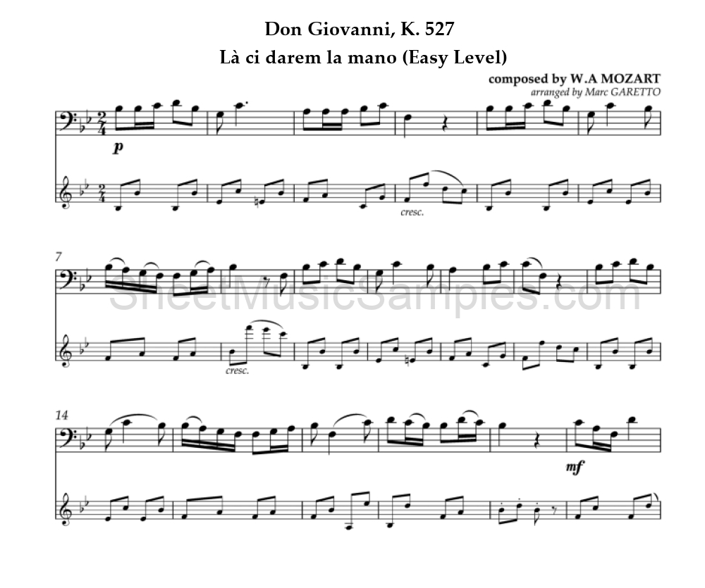 Don Giovanni, K. 527 - Là ci darem la mano (Easy Level)