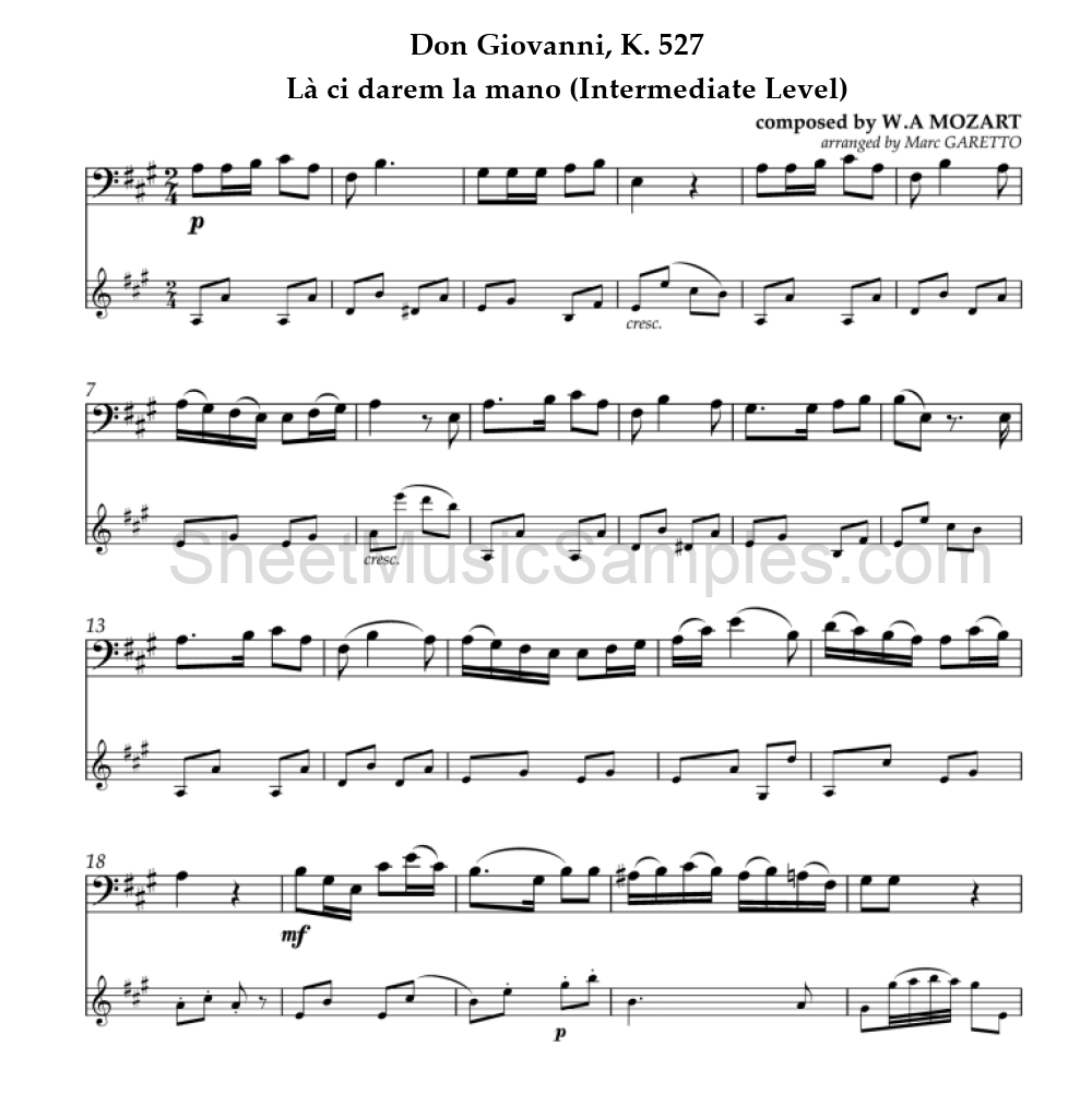 Don Giovanni, K. 527 - Là ci darem la mano (Intermediate Level)