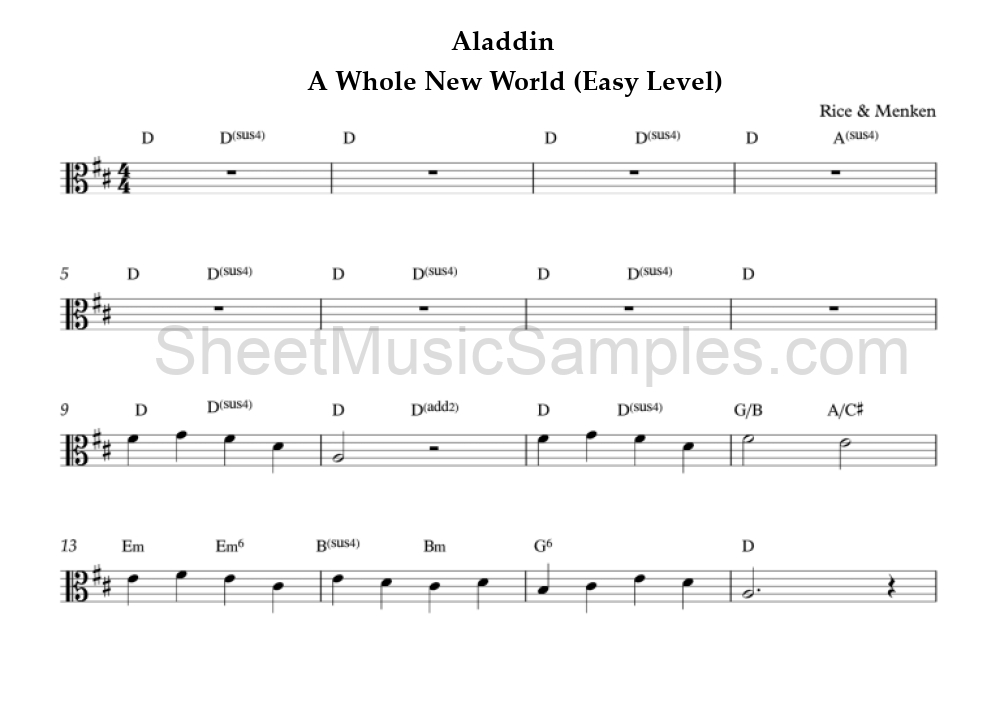 Aladdin - A Whole New World (Easy Level)