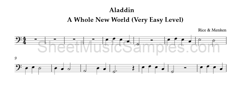 Aladdin - A Whole New World (Very Easy Level)