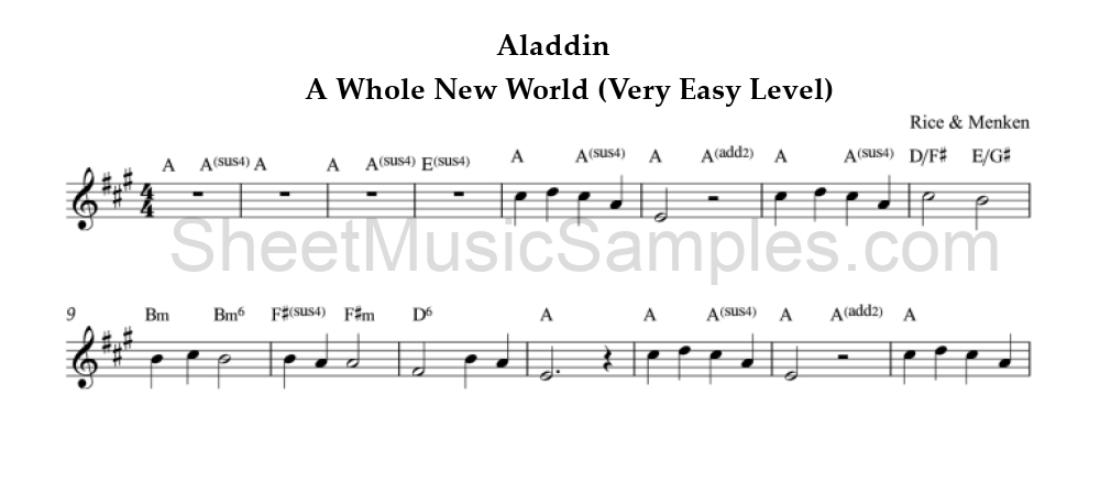 Aladdin - A Whole New World (Very Easy Level)