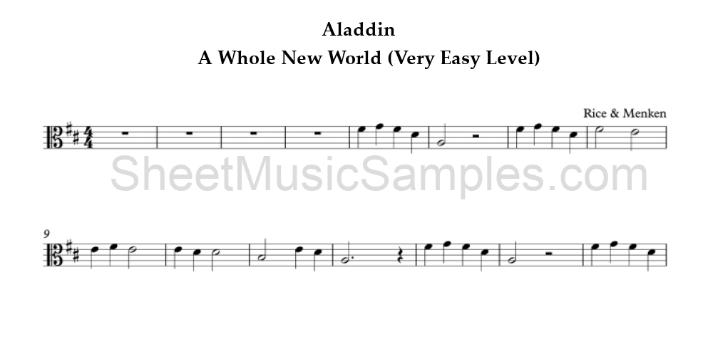 Aladdin - A Whole New World (Very Easy Level)