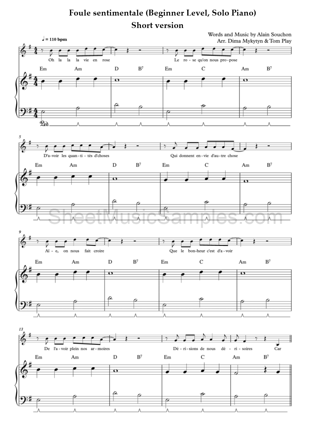 Foule sentimentale (Beginner Level, Solo Piano) - Short version