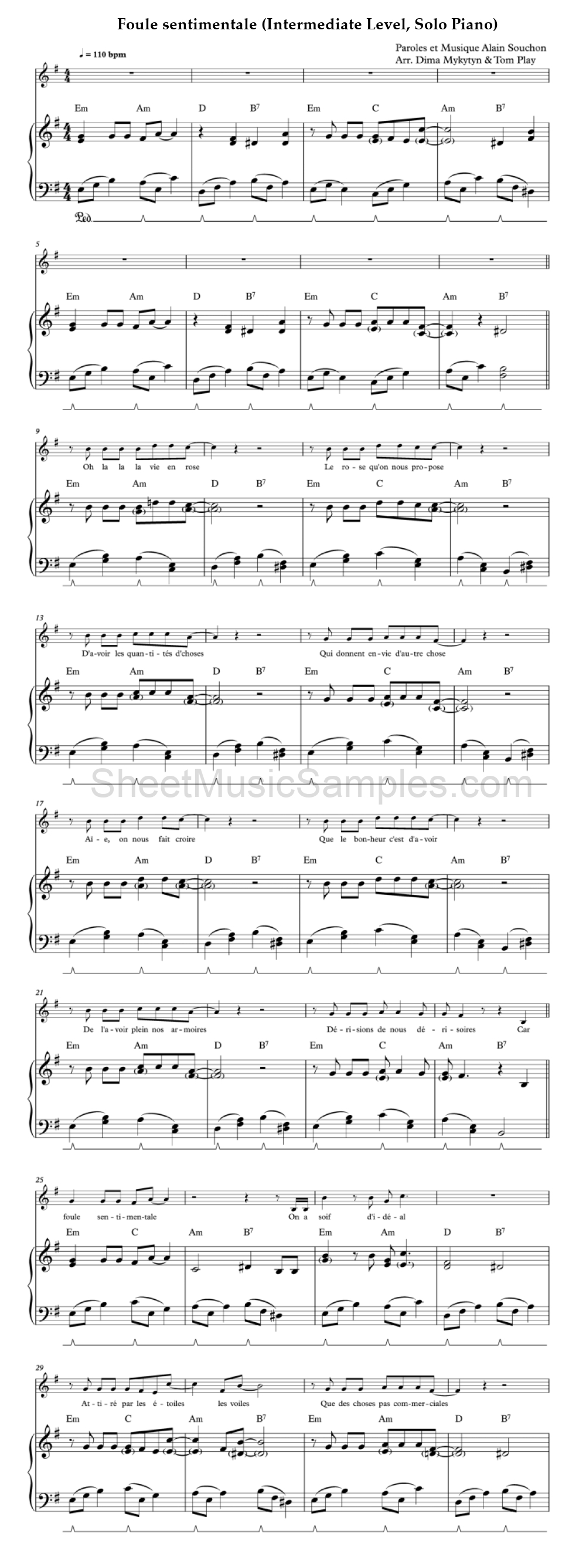 Foule sentimentale (Intermediate Level, Solo Piano)