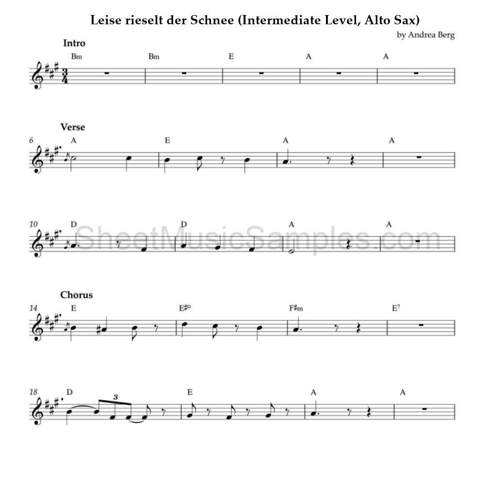 Leise rieselt der Schnee (Intermediate Level, Alto Sax)