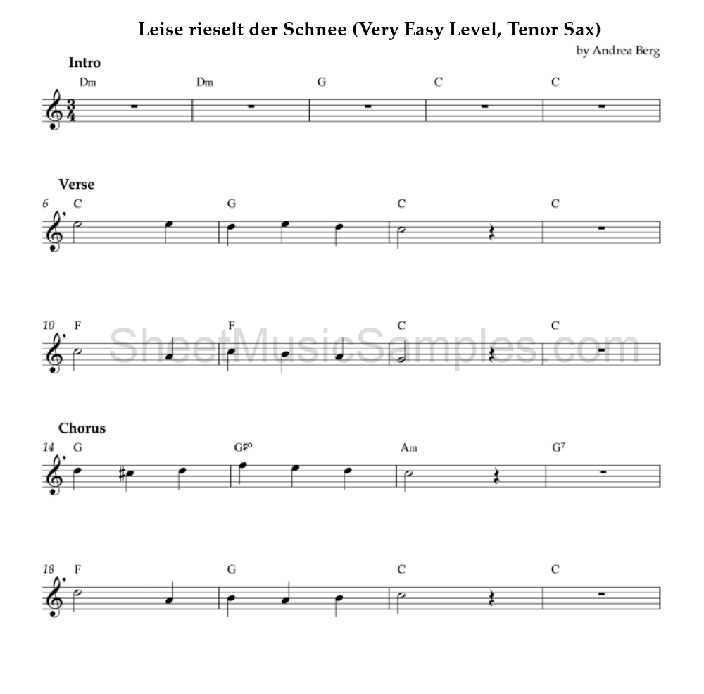 Leise rieselt der Schnee (Very Easy Level, Tenor Sax)