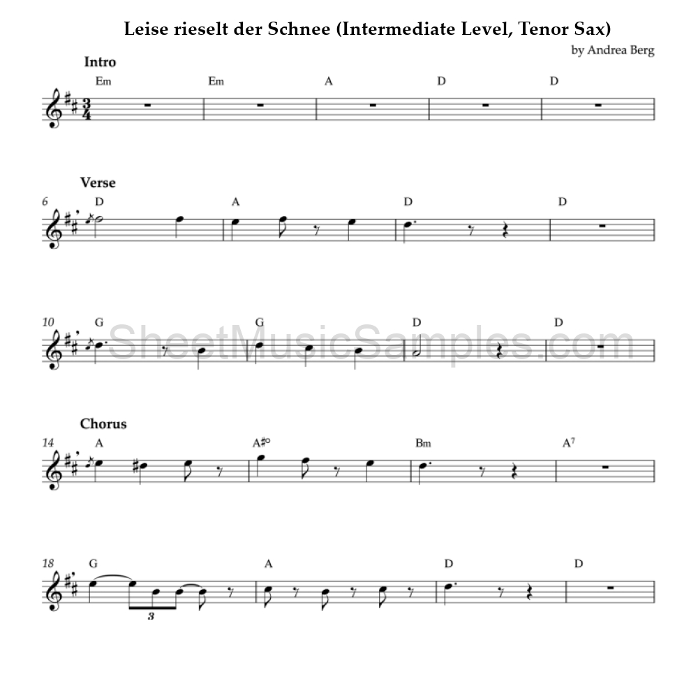 Leise rieselt der Schnee (Intermediate Level, Tenor Sax)