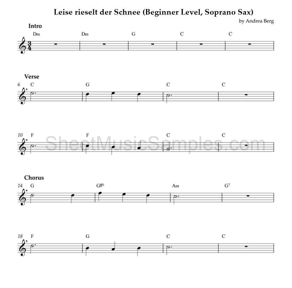 Leise rieselt der Schnee (Beginner Level, Soprano Sax)