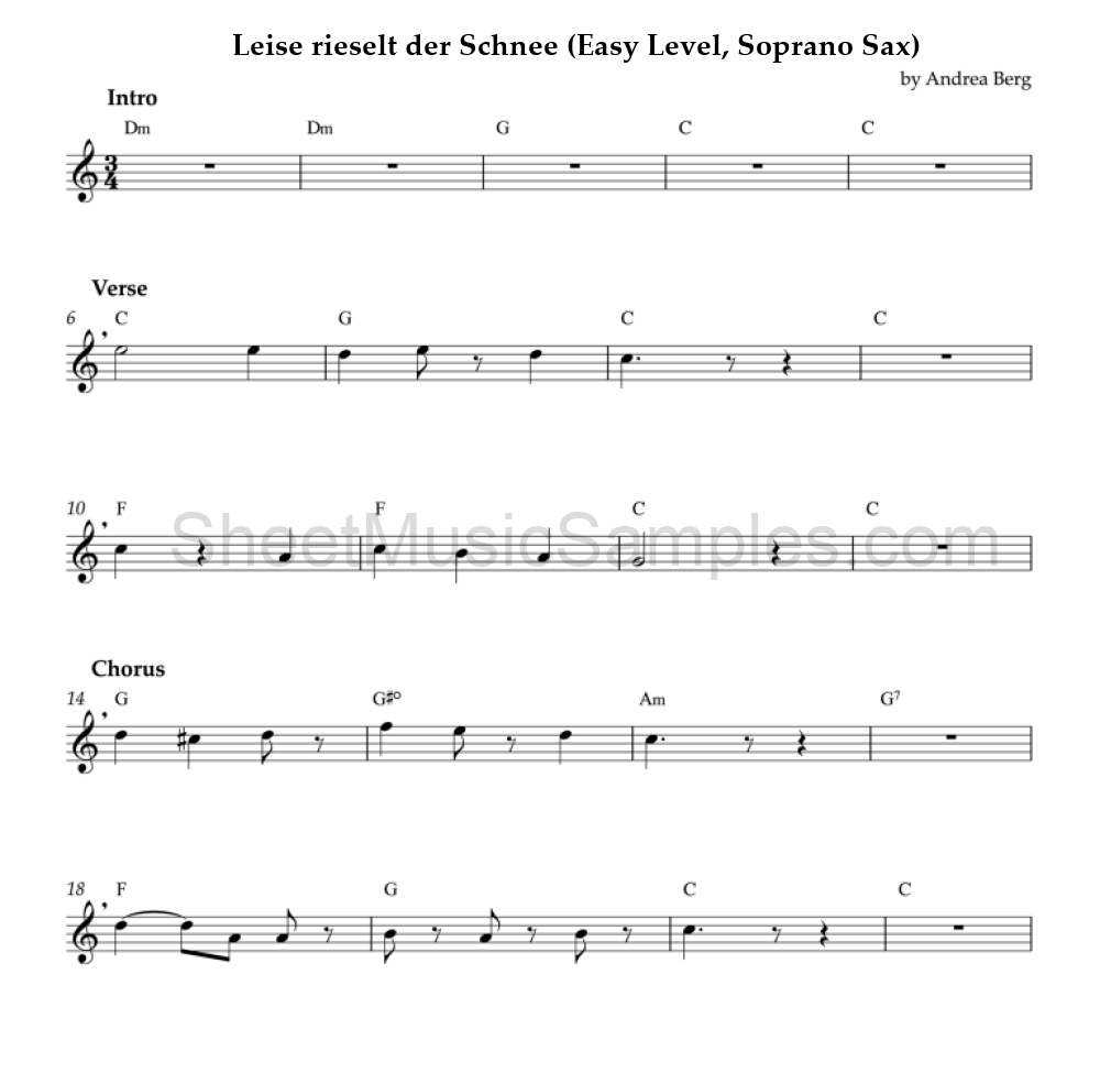 Leise rieselt der Schnee (Easy Level, Soprano Sax)