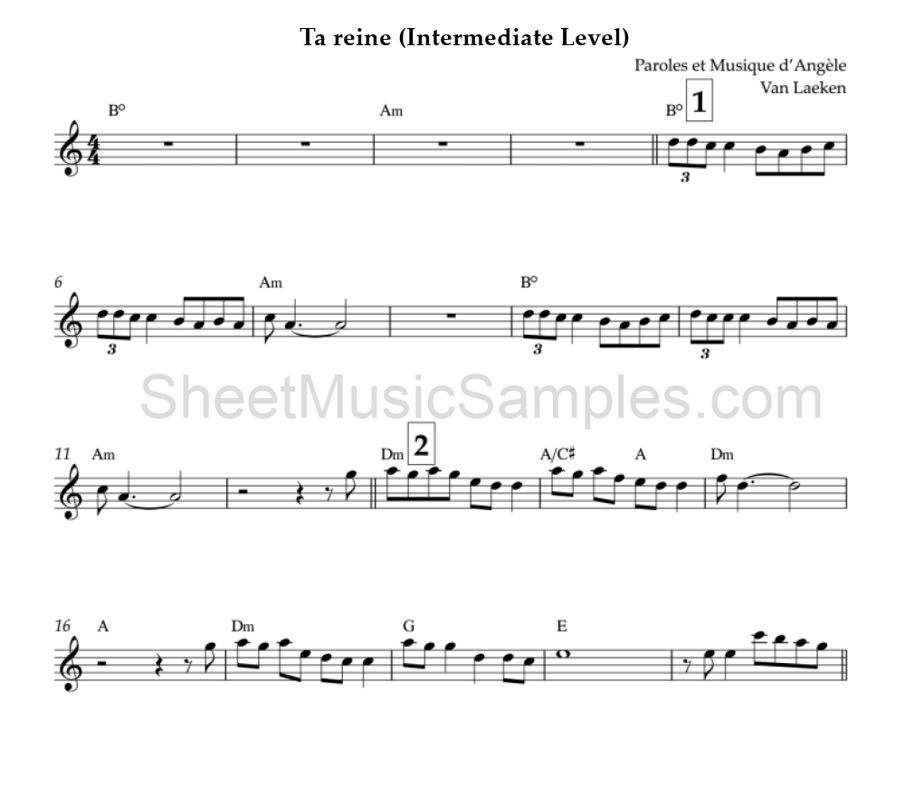 Ta reine (Intermediate Level)