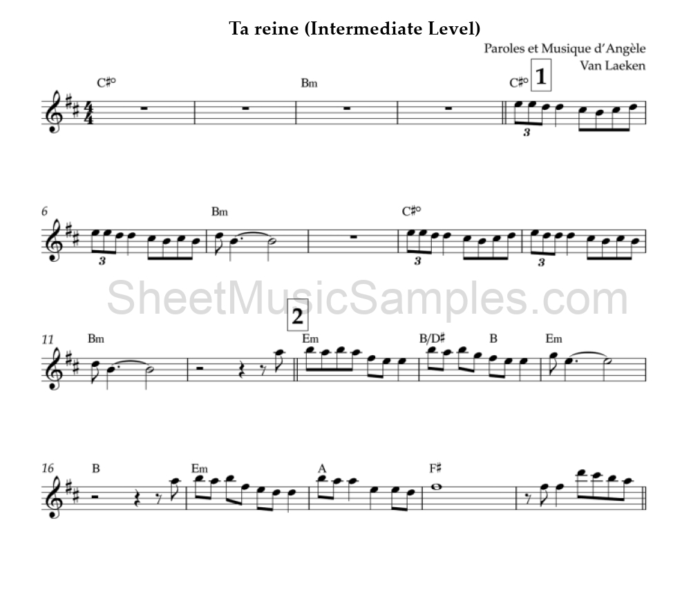 Ta reine (Intermediate Level)