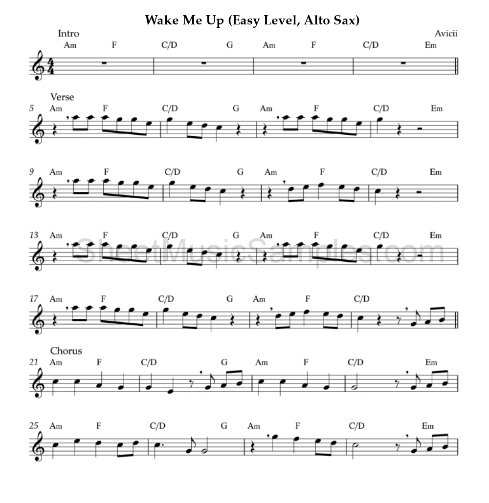 Wake Me Up (Easy Level, Alto Sax)