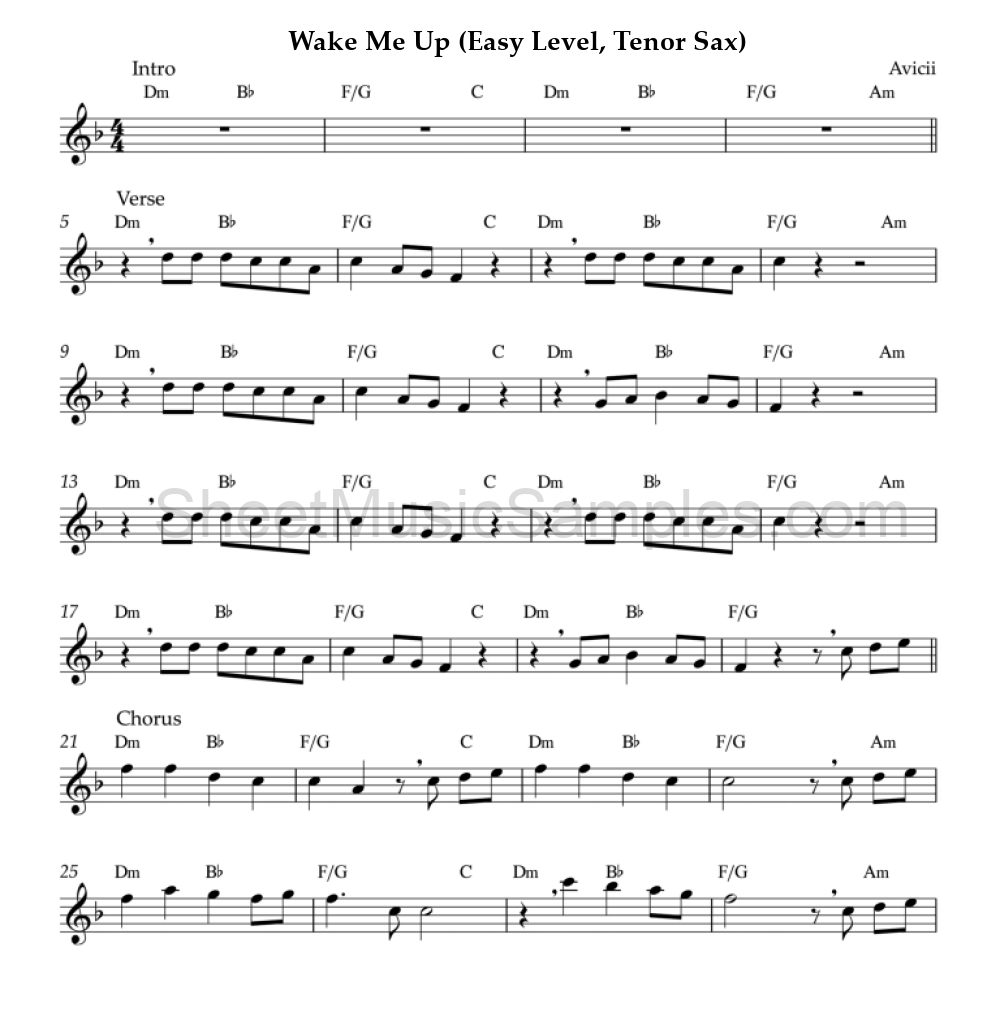 Wake Me Up (Easy Level, Tenor Sax)