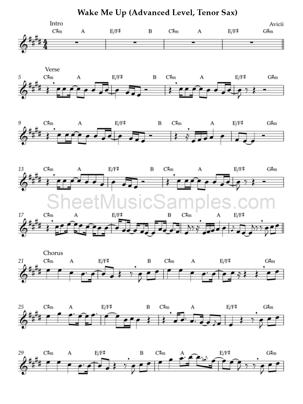 Wake Me Up (Advanced Level, Tenor Sax)