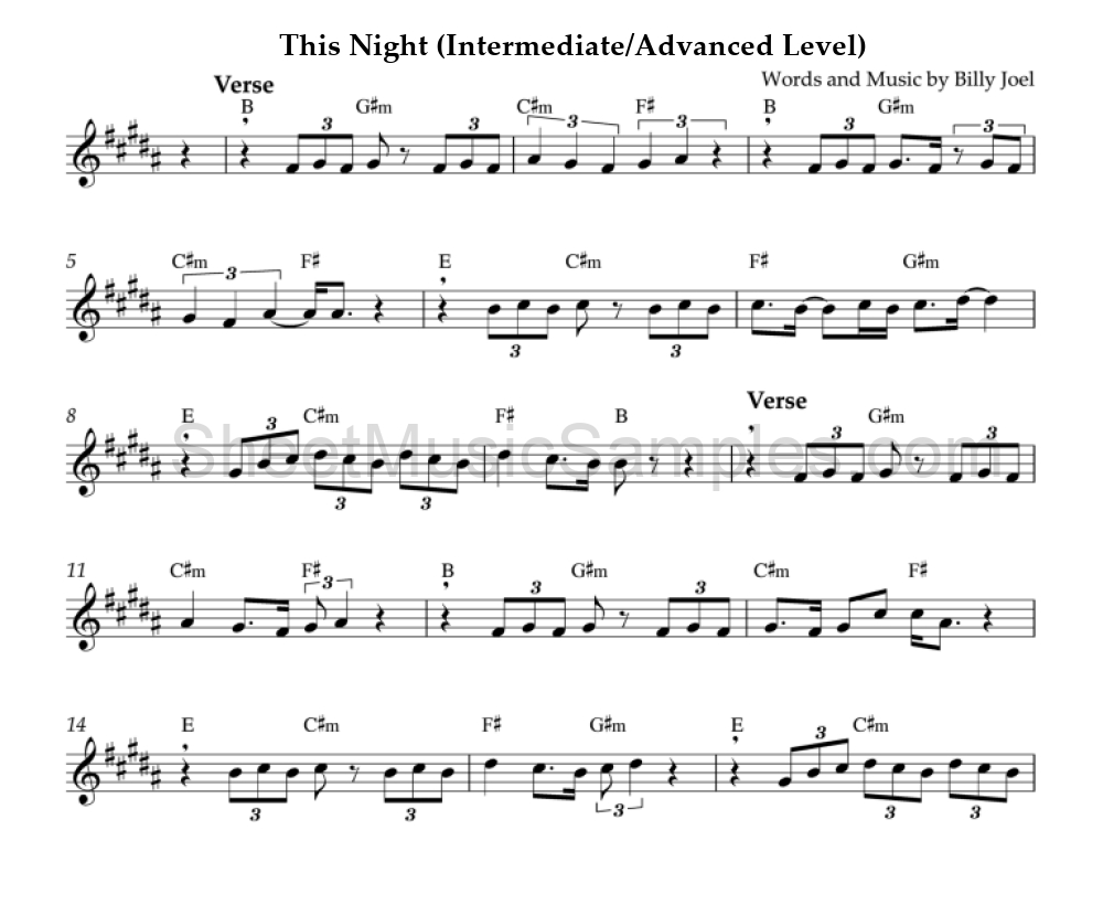 This Night (Intermediate/Advanced Level)