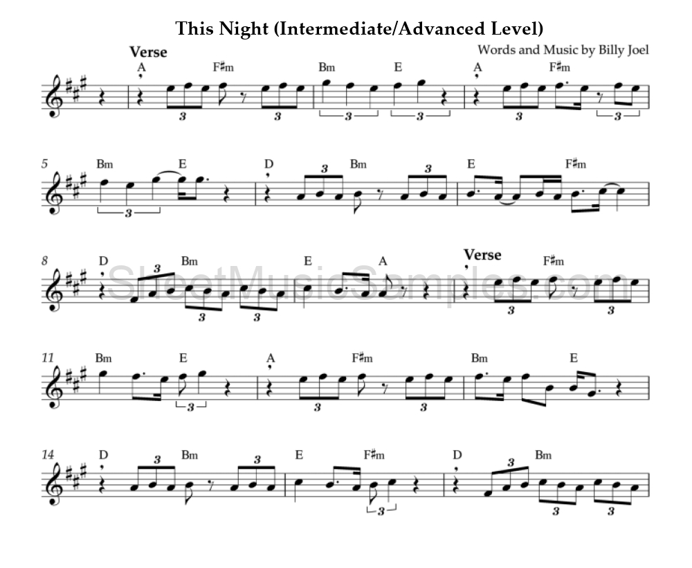 This Night (Intermediate/Advanced Level)