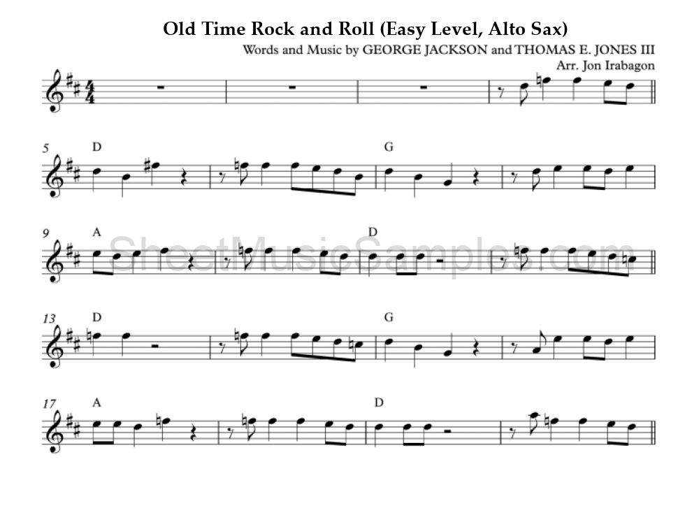 Old Time Rock and Roll (Easy Level, Alto Sax)