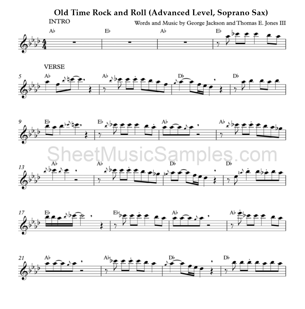 Old Time Rock and Roll (Advanced Level, Soprano Sax)