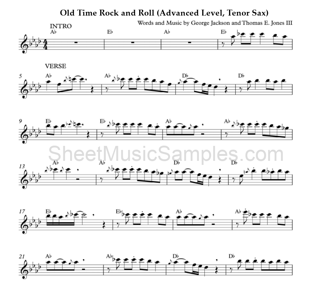 Old Time Rock and Roll (Advanced Level, Tenor Sax)