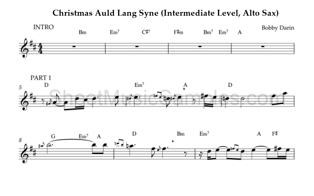 Christmas Auld Lang Syne (Intermediate Level, Alto Sax)