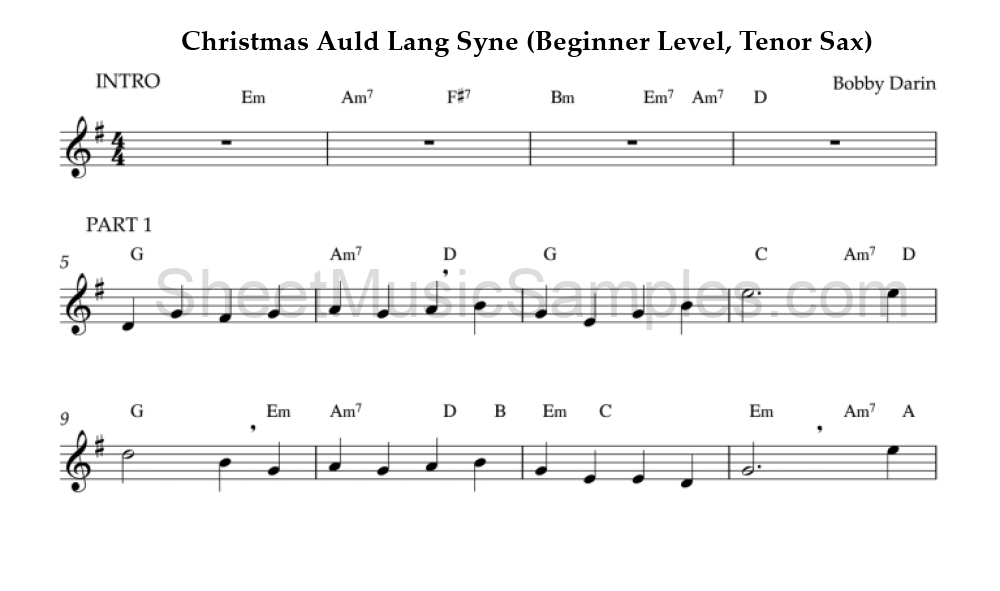 Christmas Auld Lang Syne (Beginner Level, Tenor Sax)