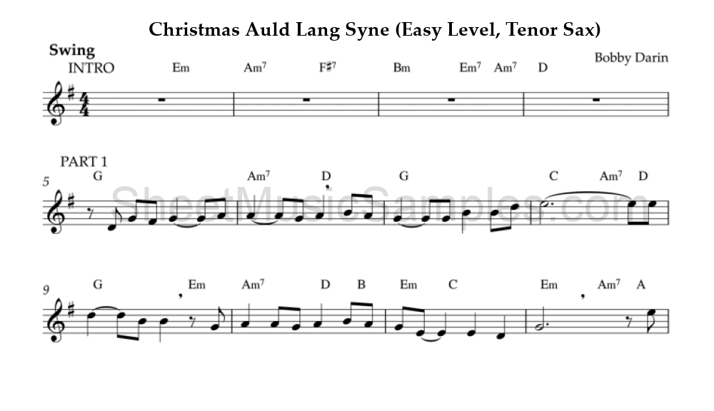 Christmas Auld Lang Syne (Easy Level, Tenor Sax)