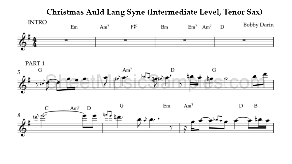 Christmas Auld Lang Syne (Intermediate Level, Tenor Sax)