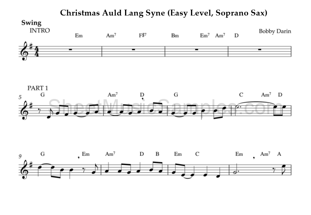 Christmas Auld Lang Syne (Easy Level, Soprano Sax)