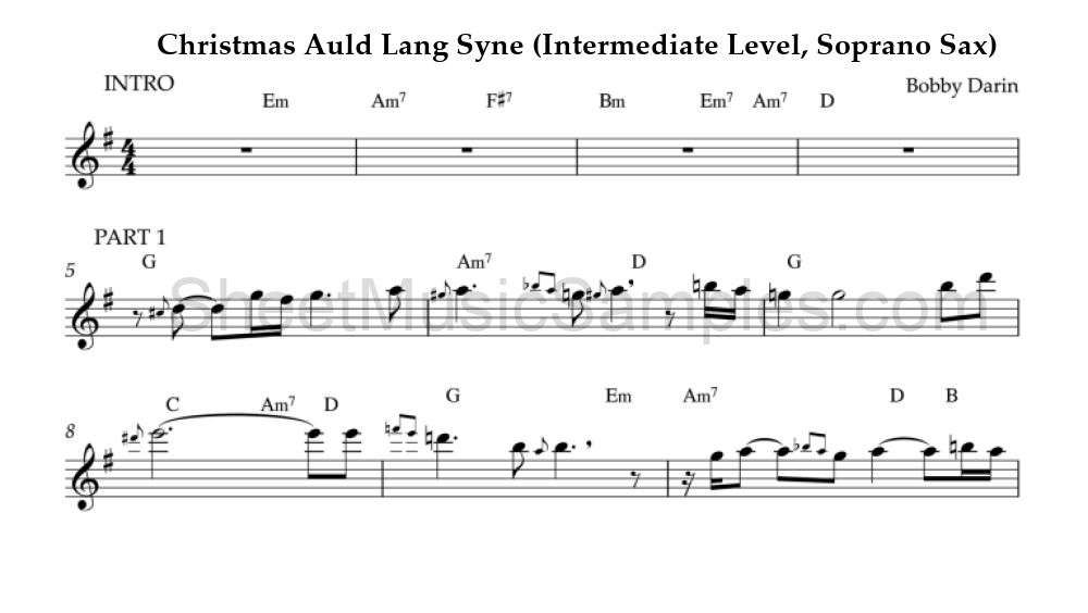 Christmas Auld Lang Syne (Intermediate Level, Soprano Sax)