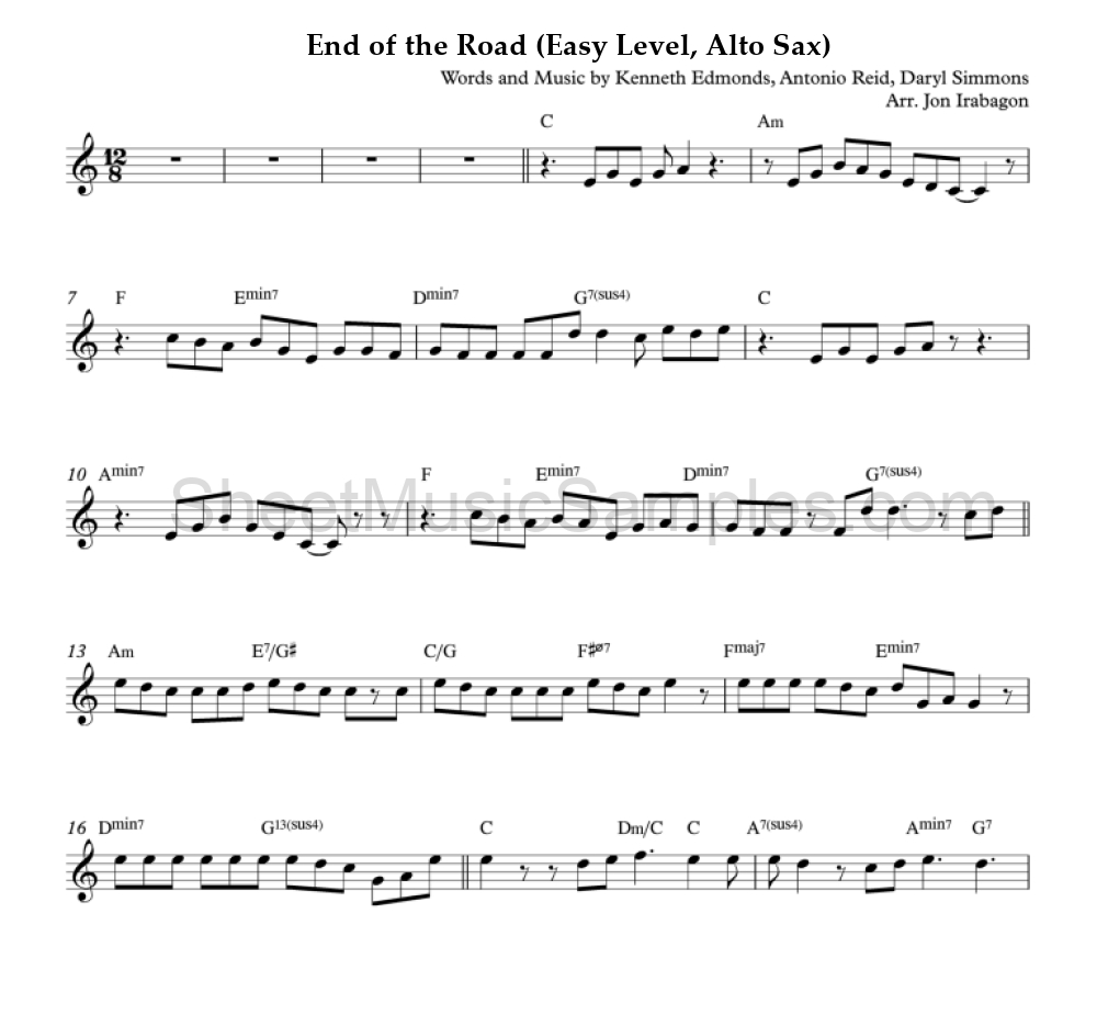 End of the Road (Easy Level, Alto Sax)