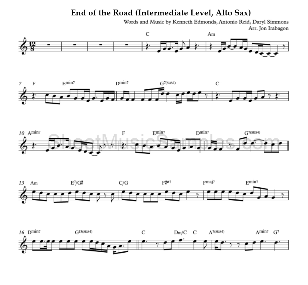 End of the Road (Intermediate Level, Alto Sax)