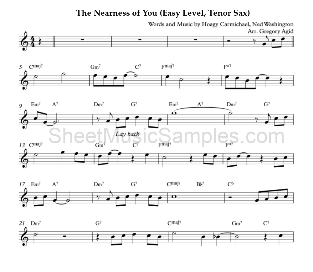 The Nearness of You (Easy Level, Tenor Sax)