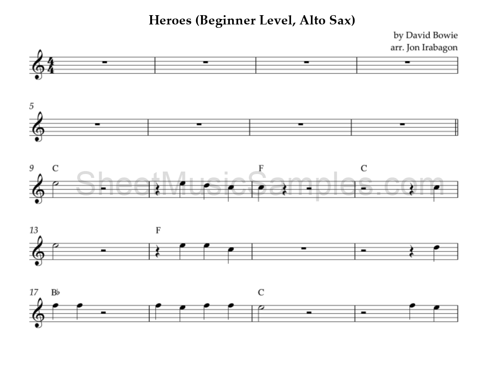 Heroes (Beginner Level, Alto Sax)