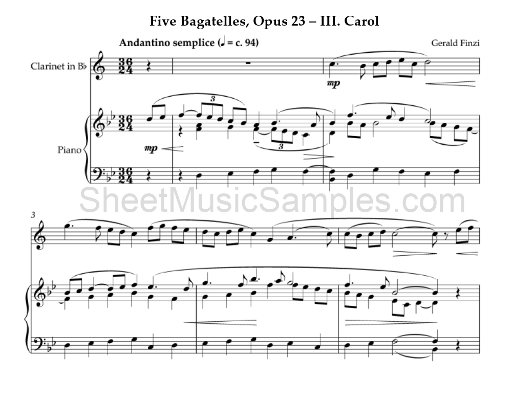 Five Bagatelles, Opus 23 – III. Carol