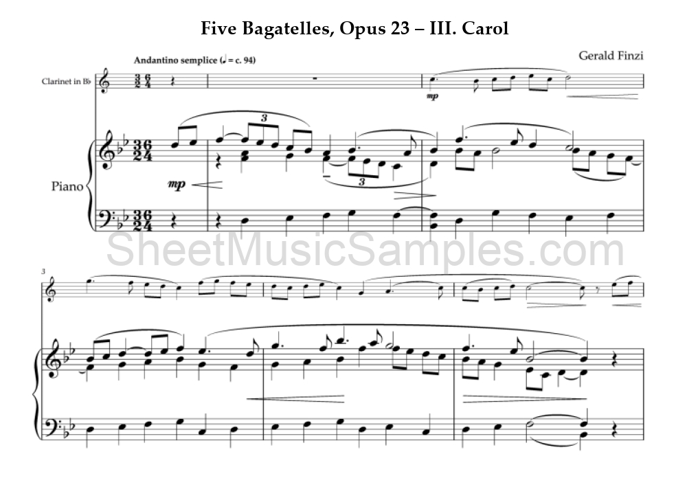 Five Bagatelles, Opus 23 – III. Carol