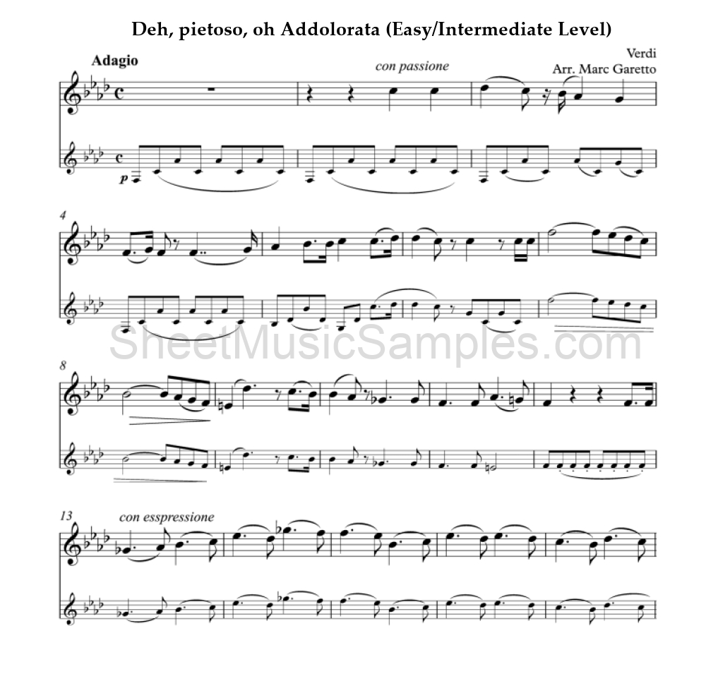 Deh, pietoso, oh Addolorata (Easy/Intermediate Level)