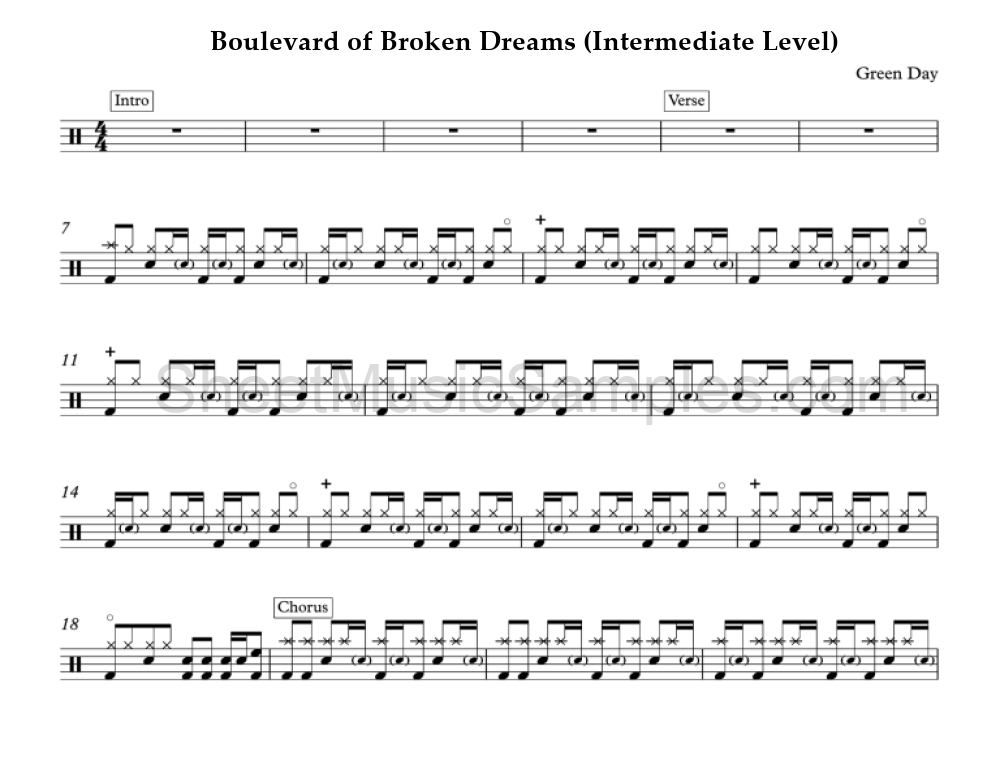 Boulevard of Broken Dreams (Intermediate Level)