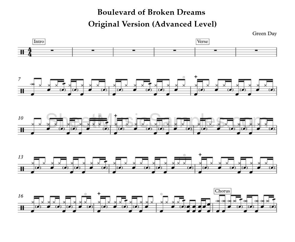 Boulevard of Broken Dreams - Original Version (Advanced Level)