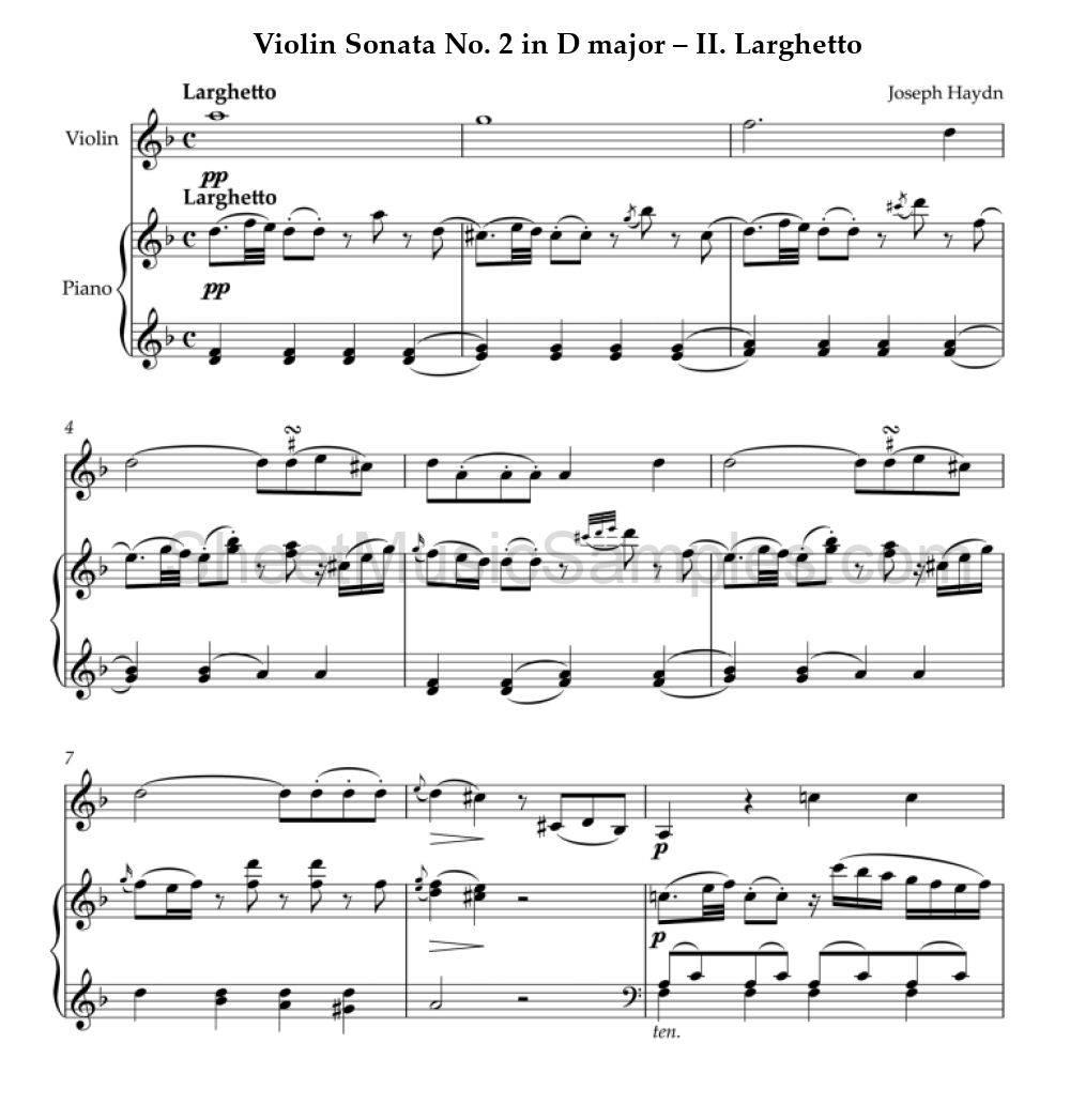 Violin Sonata No. 2 in D major – II. Larghetto