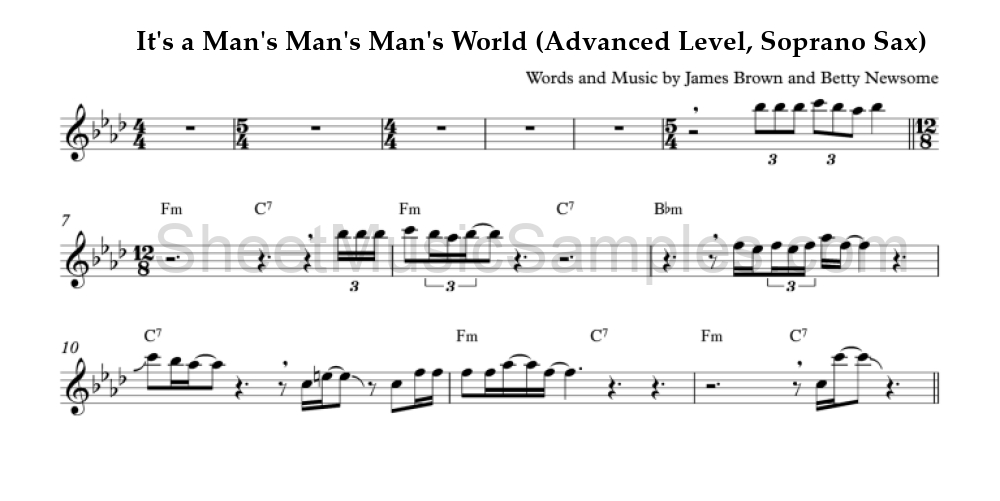 It's a Man's Man's Man's World (Advanced Level, Soprano Sax)