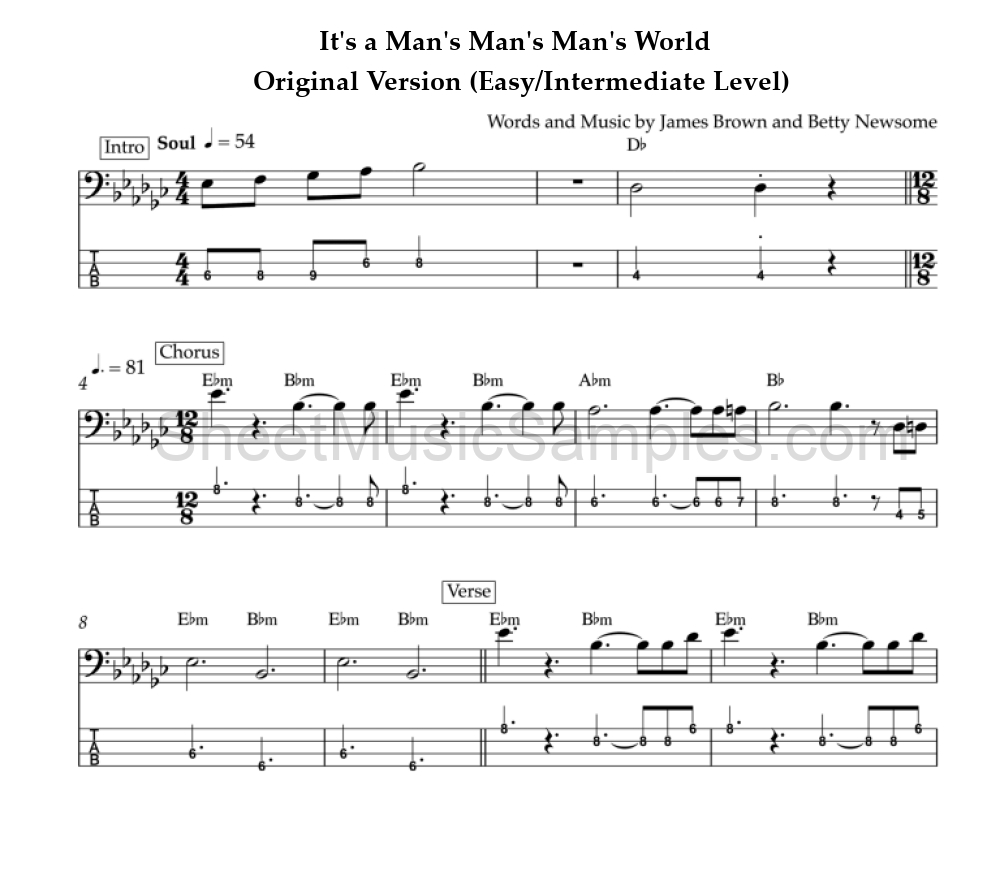 It's a Man's Man's Man's World - Original Version (Easy/Intermediate Level)