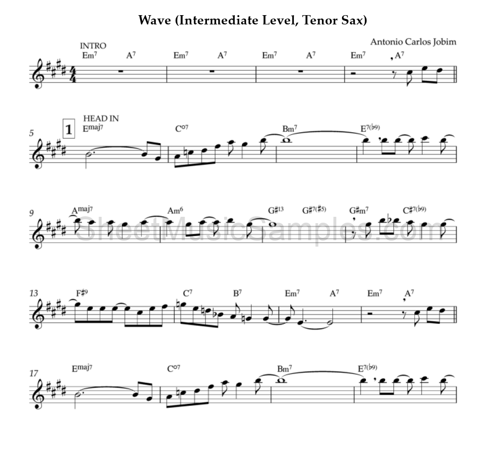 Wave (Intermediate Level, Tenor Sax)