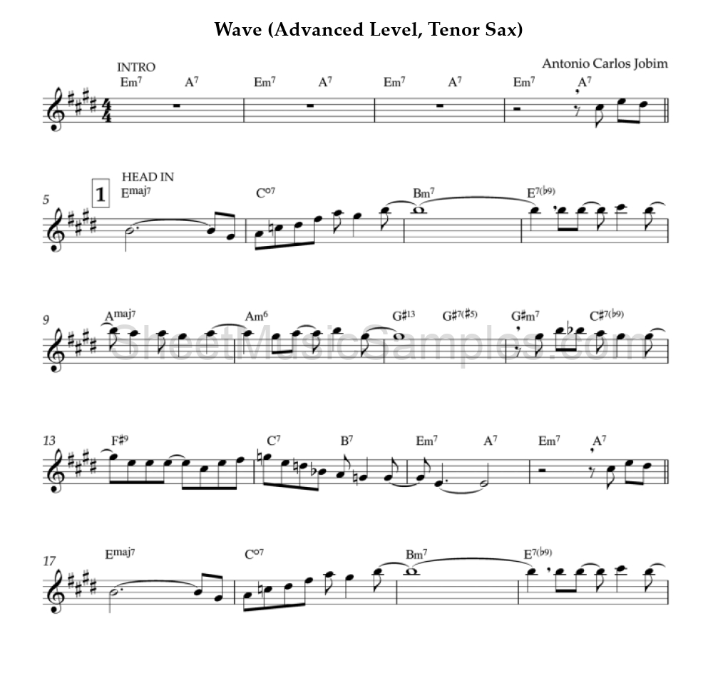 Wave (Advanced Level, Tenor Sax)