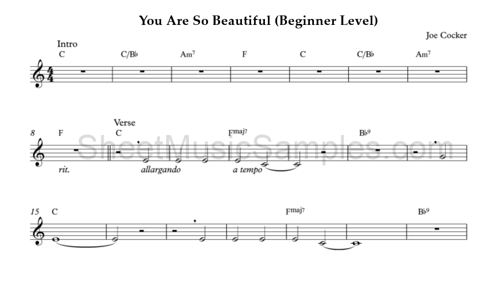 You Are So Beautiful (Beginner Level)